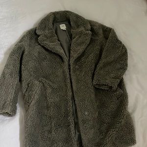 H&M Green Sherpa Coat